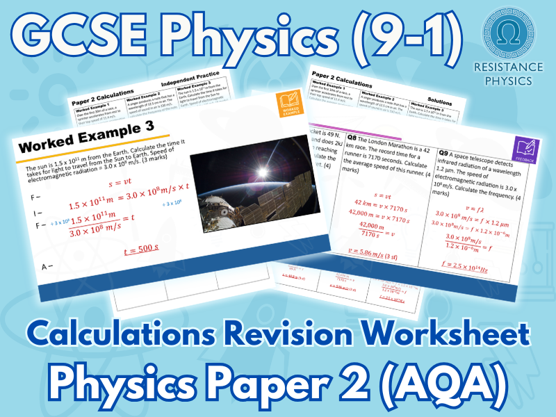 GCSE Physics Paper 2 Revision - Calculations SLOP Worksheet with Answers