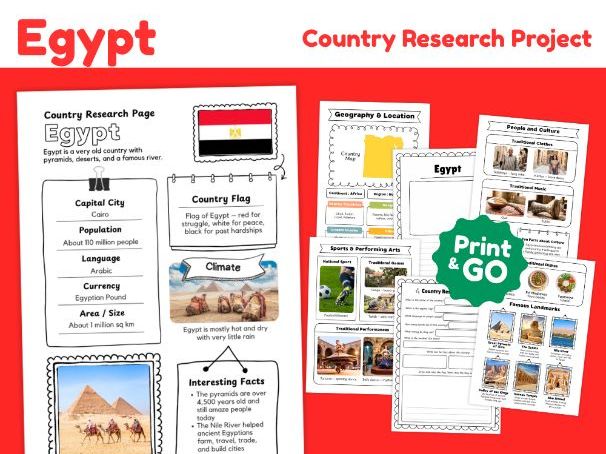 Egypt Country Study Worksheets | Geography & Culture