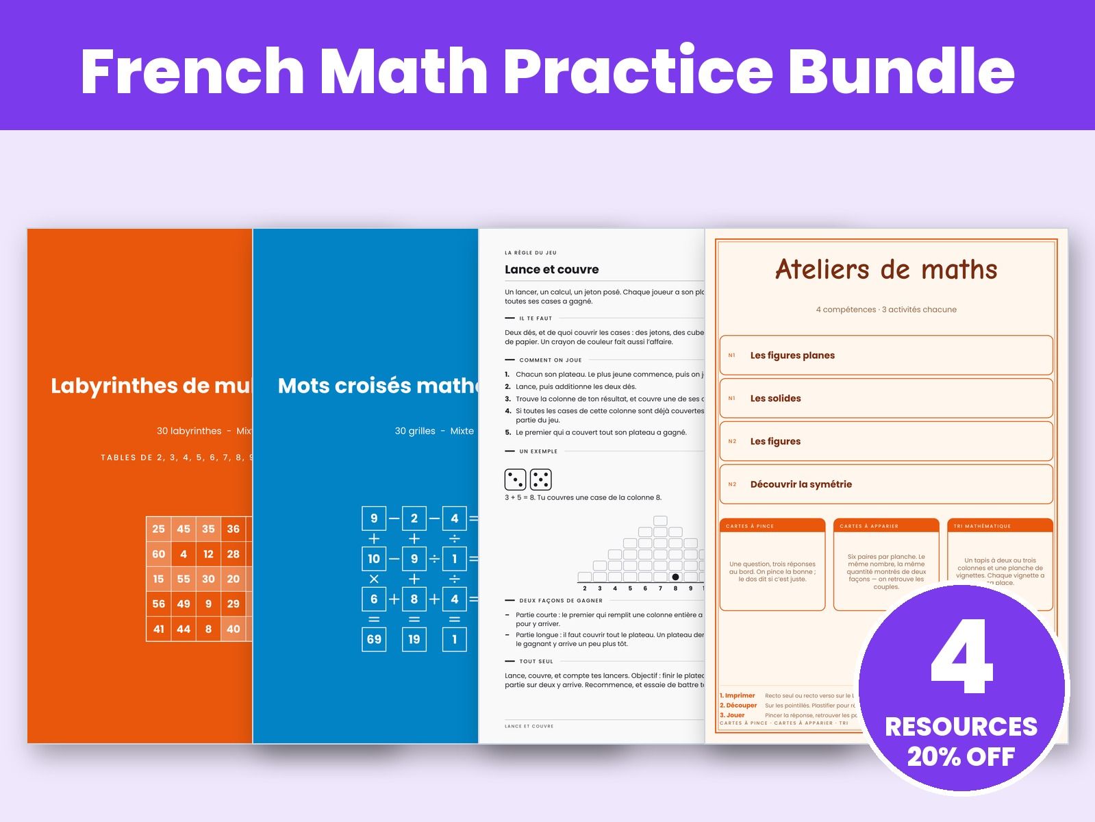French Math Practice Bundle