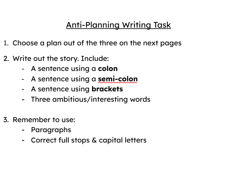 AQA GCSE English Language Anti-Planning Writing Task