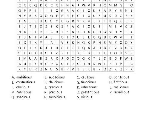 -tious and -cious spelling puzzles