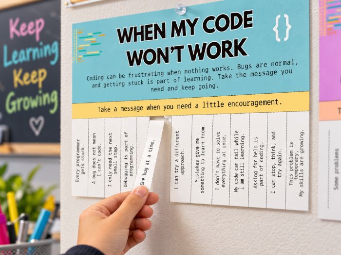 Computer Science Confidence Wall | 12 Tear-Off Encouragement Posters | Secondary Computing Classroom