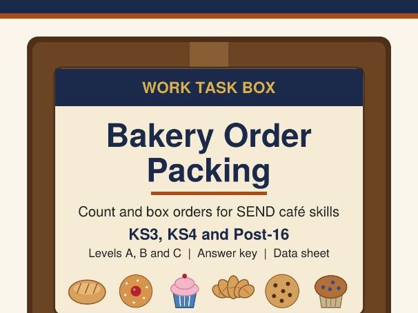 Bakery Order Packing Task Box: Reading Orders and Packing Boxes for SEND Work Skills (Post 16)