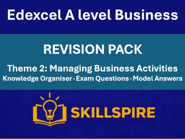 Edexcel A-Level Business Theme 2: Managing Business Activities | Complete Revision Pack