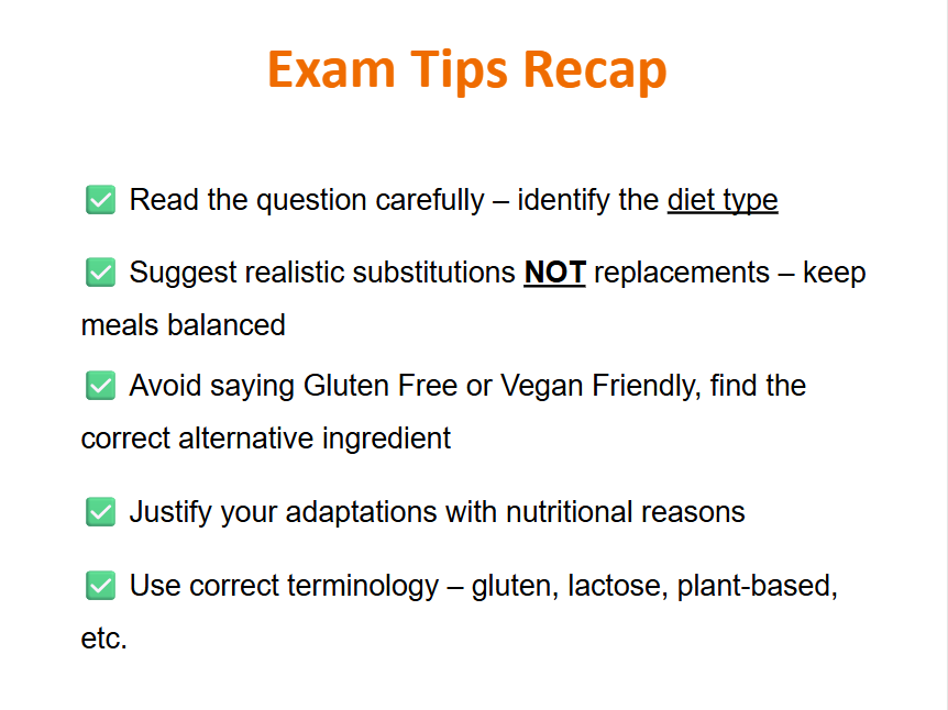Wjec - L3 Food Science & Nutrition: Unit 1 Menu Alternatives & Substitutions Workshop Revision