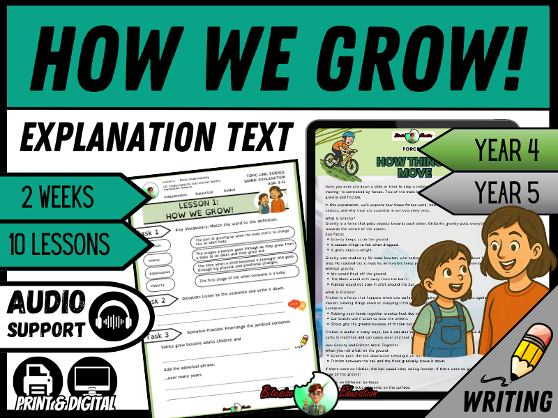 How We Grow: The Human Life Cycle Explained | Explanation Writing Pack | Year 5/6