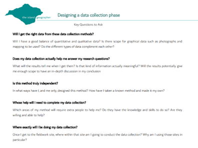 Designing a data collection phase - key questions