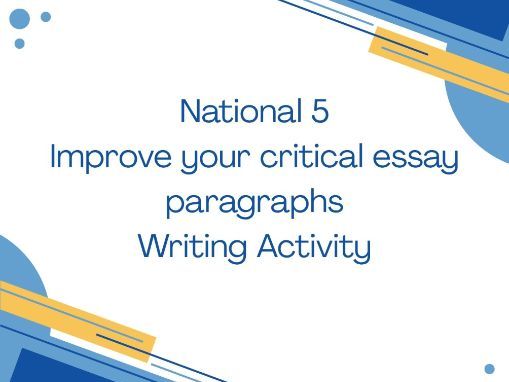 Critical Essay PEAR Paragraphs Writing Activity