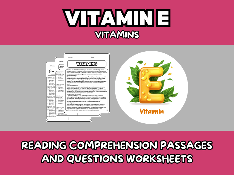 Vitamin E - Vitamins Reading Comprehension Passages and Questions ...