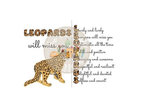 Leopards theme leaving card A3