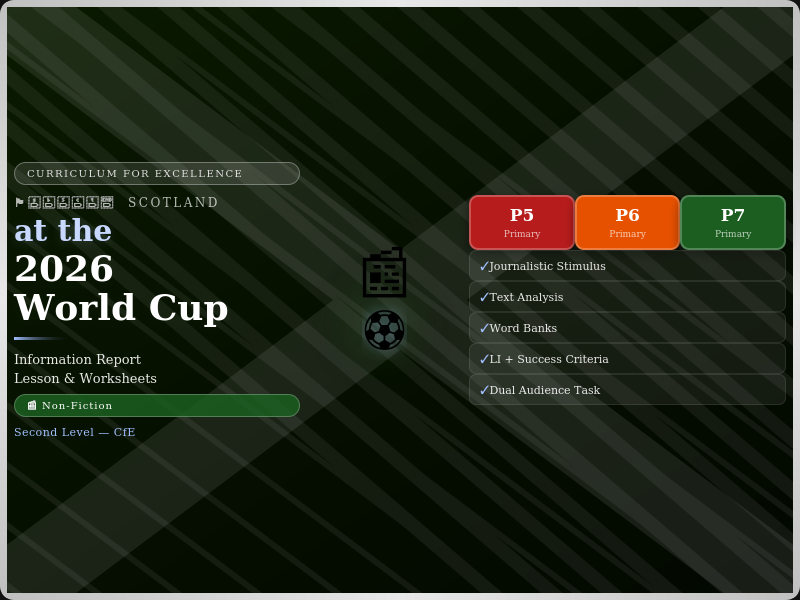 Scotland at the 2026 World Cup | Information Report Writing Lessons | CfE Second Level | P5, P6 & P7