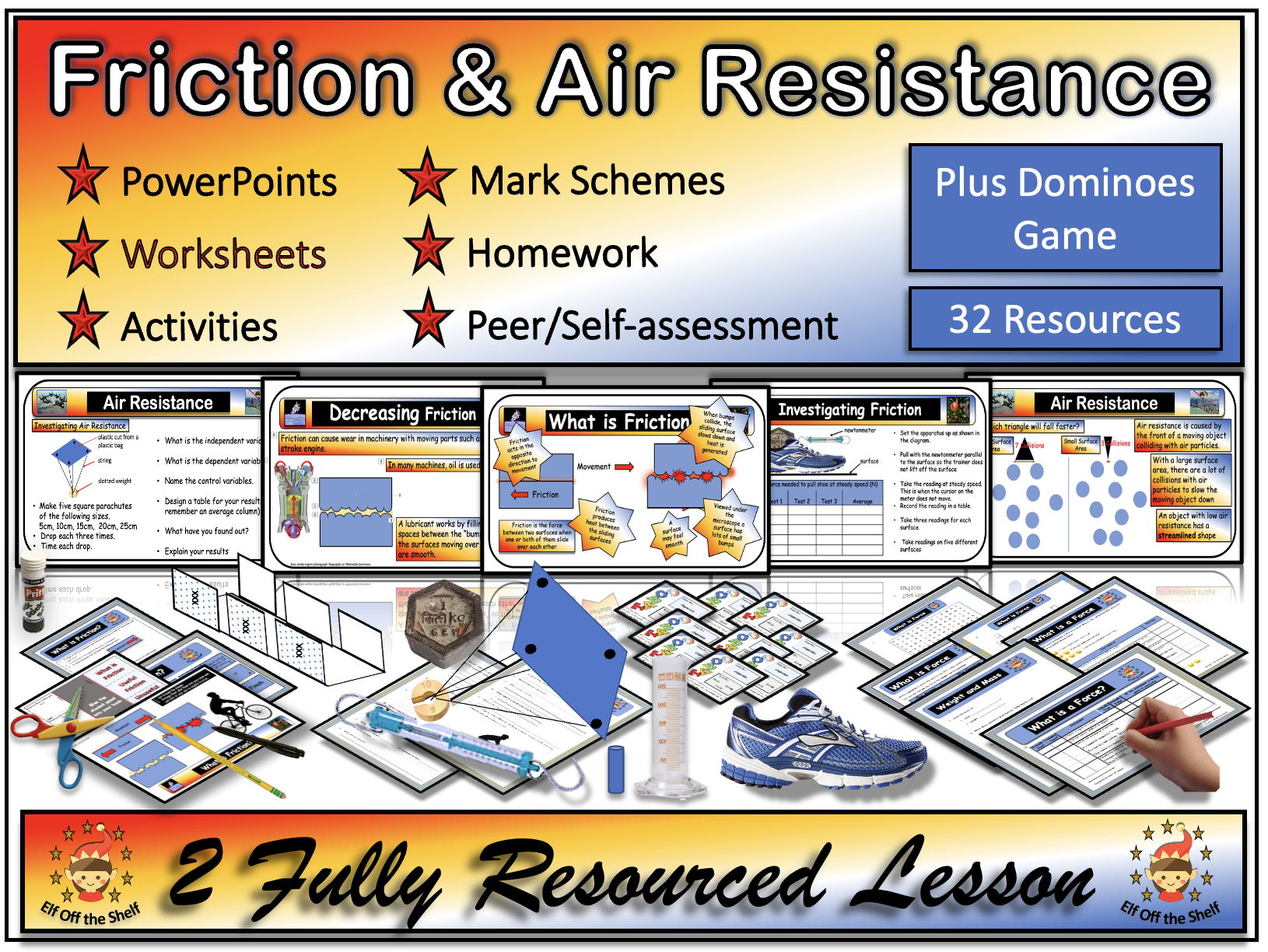 Friction and Air Resistance Explained 2 Fully Resourced Lessons Plus Dominoes Game KS3