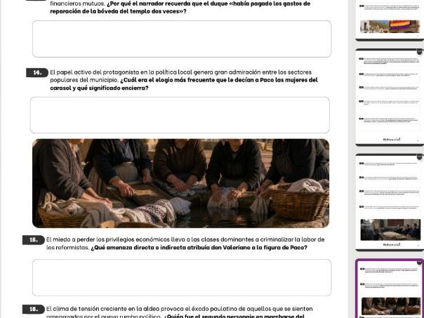 AS/A Level Spanish Guided Reading Worksheet: Réquiem por un campesino español (Parte V)