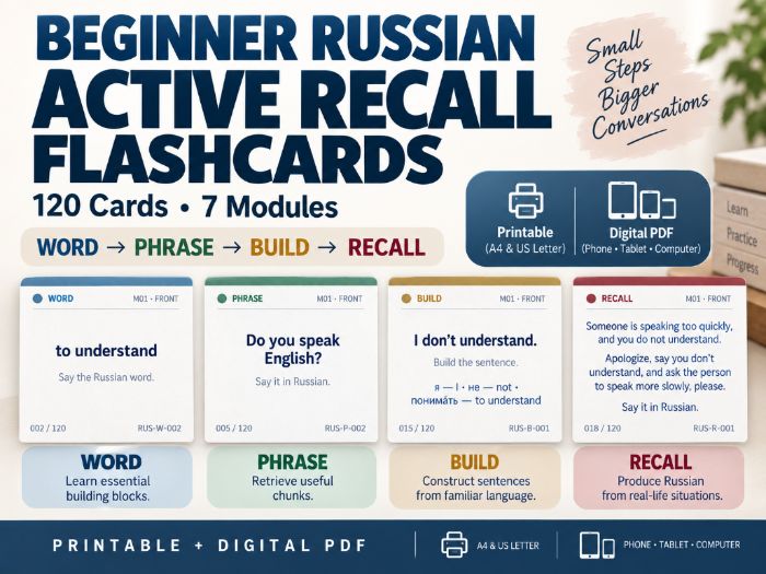 Beginner Russian Active Recall Flashcards