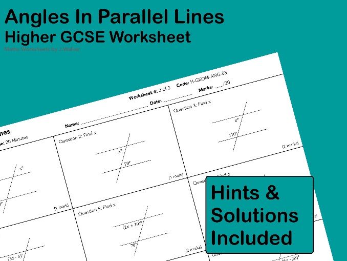 GCSE Maths Worksheet: Angles in Parallel Lines - Higher Tier