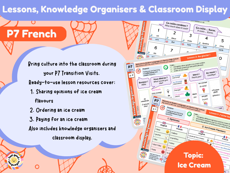 P7 French: Ice Cream Lesson Pack
