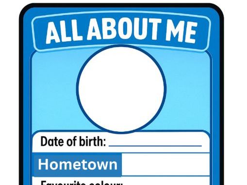 All About Me - Football Card Top Trumps Style Worksheet: Back to School