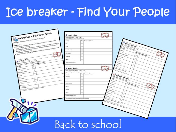 Find Your People | Icebreaker Worksheet KS2–KS3