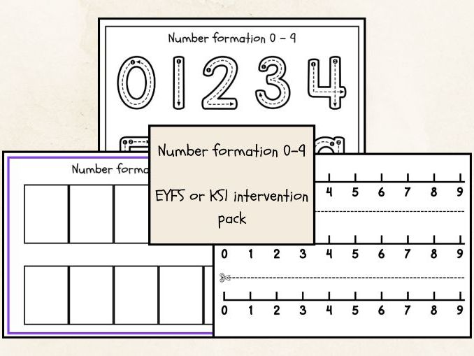 Number formation 0-9 worksheet (EYFS - KS1) - FREE