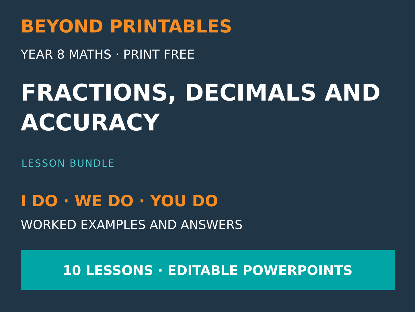 Fractions, Decimals and Accuracy Bundle | I Do, We Do, You Do | Year 8 Maths | Print Free