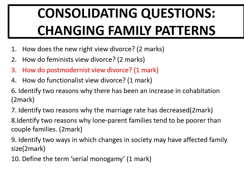 AQA Sociology changing family patterns bundle