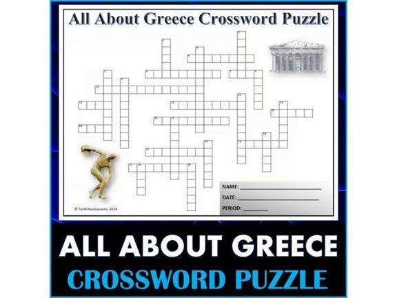 All About Greece - Crossword Puzzle Activity Worksheet