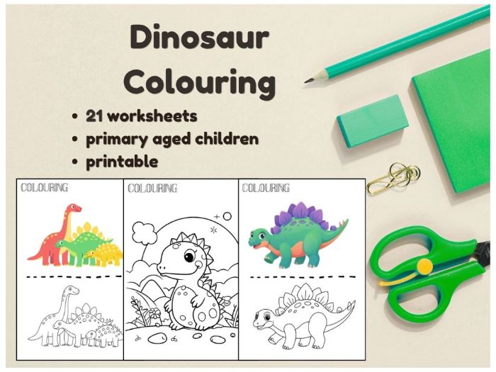21 Dinosaur colouring Sheets