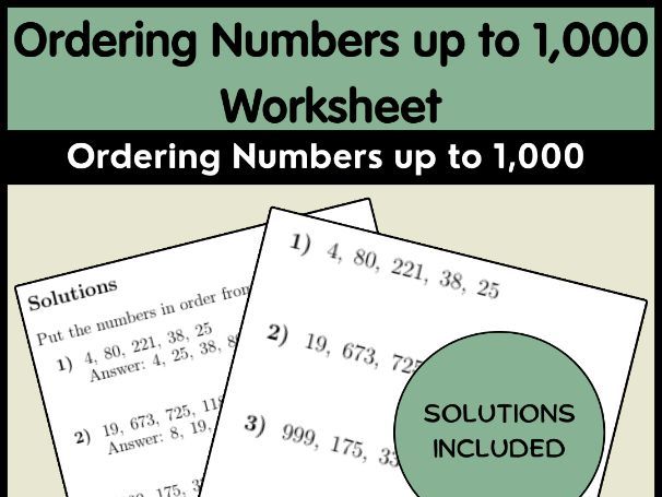 Ordering Numbers up to 1,000 Worksheet | Least to Greatest Math Key