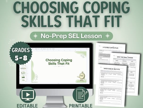Middle School Coping Skills Lesson & Worksheets | Stress Management SEL