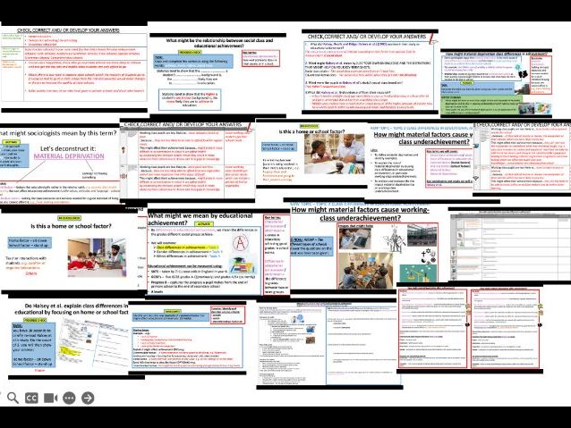 AQA GCSE Sociology: Education- Class differences in achievement- Material deprivation