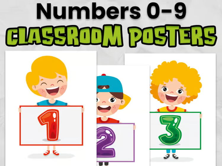 Numbers 0–9 Display Posters | Classroom Number Display | EYFS & KS1 Maths Wall Posters