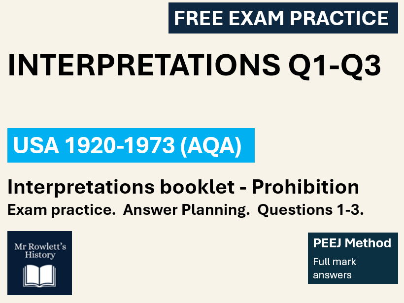 FREE AQA GCSE History USA: Interpretation Questions (Q1–3) Planning & Exam Skills | PEEJ Method