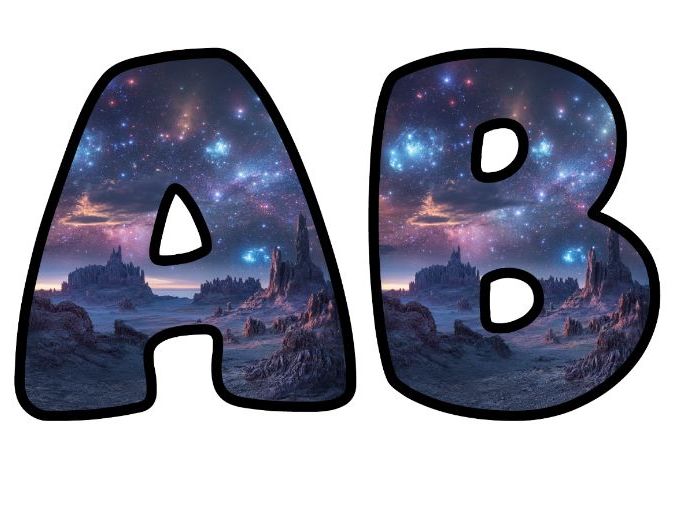 Distant Planet Space Travel Themed Lettering Set | Classroom Display | Upper & Lowercase, 0-9