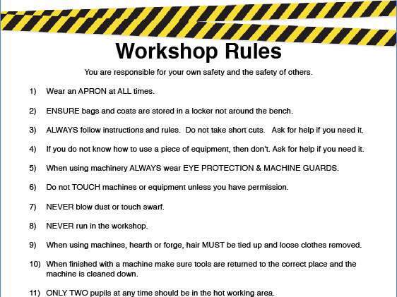 Workshop Safety Rules Poster - HSE Images & Videos Gallery