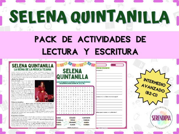 FREE | Selena Quintanilla | Actividades Lectura Escritura NO PREP | KS3 Literacy Spanish 3-4