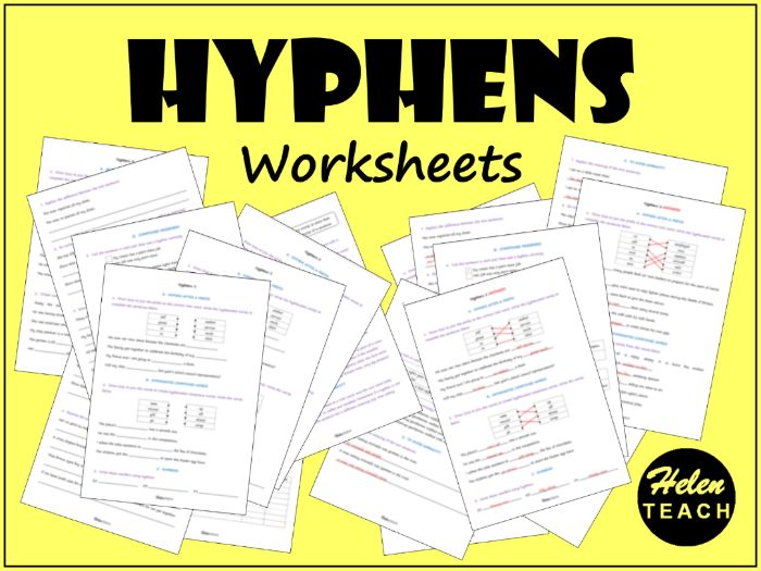 Hyphen Worksheets | Differentiated | With Answers