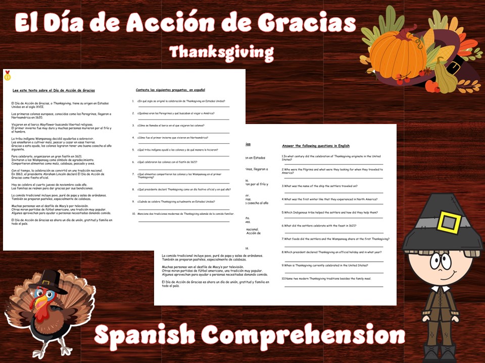 El Día de Acción de Gracias | Thanksgiving | Spanish Comprehension