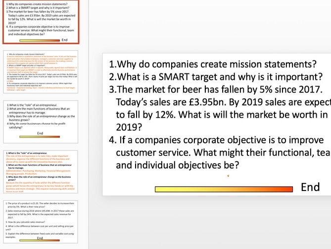 Business Starters/Revision quizzes with answers