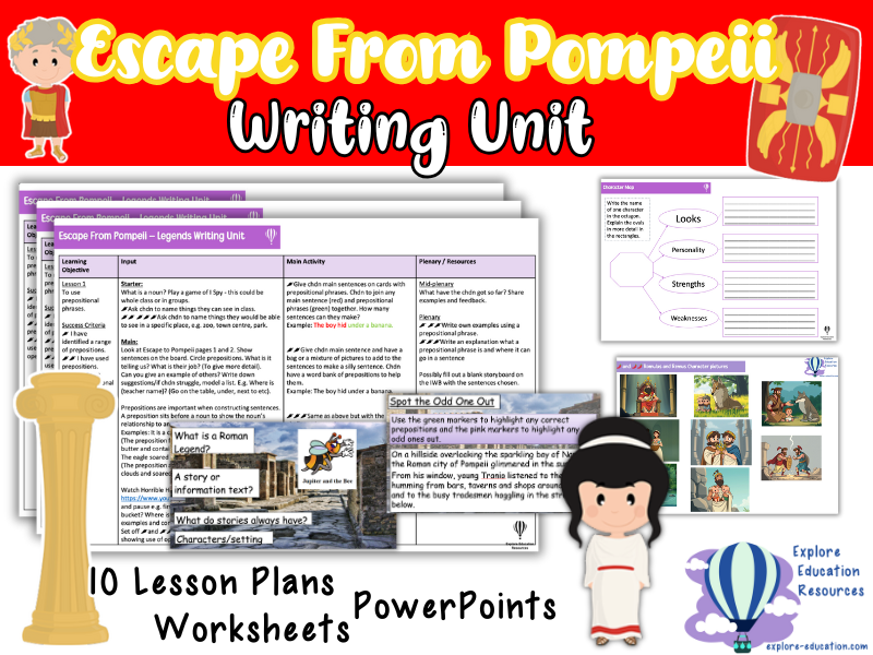 KS2 Escape from Pompeii Writing Unit - 10 Outstanding Roman Legend Lessons