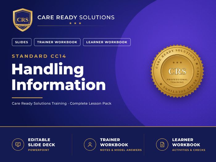Care Certificate Standard 14: Handling Information – PowerPoint, Trainer & Student Workbooks