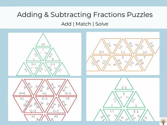 Adding & Subtracting Fractions Puzzles
