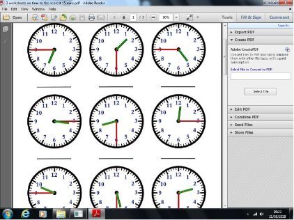 Selection of time work sheets SEN & Mainstream