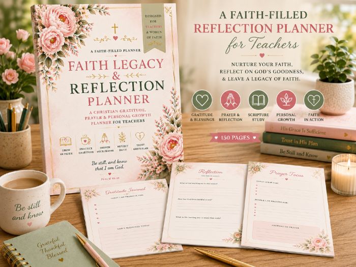 Faith Legacy & Reflection Planner for Teachers | Christian Gratitude, Prayer and Personal Growth
