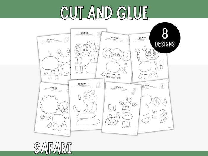 Safari Animals - Printable Cut and Glue Craft for Kids