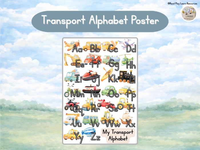 Transport Alphabet A-Z Poster | EYFS | Initial Sounds