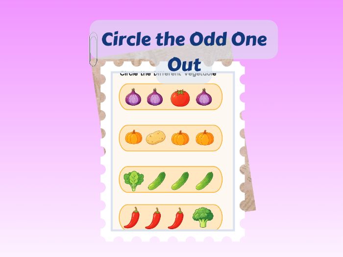 Circle the Odd One Out: Fruit, Vegetable & Food Worksheet
