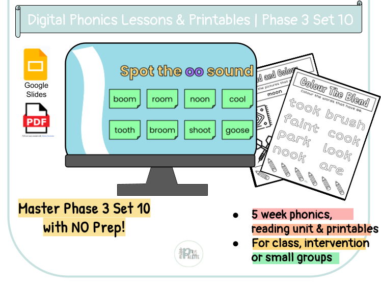 Phase 3 Set 11 Digital Lessons & Printable Worksheets | No Prep