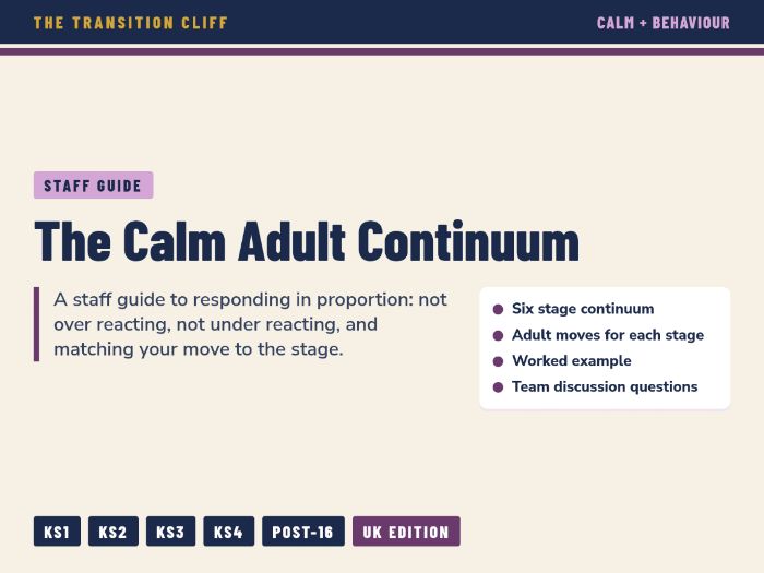 The Calm Adult Continuum: Matching Your Response to the Moment, Staff De-escalation Guide for SEND
