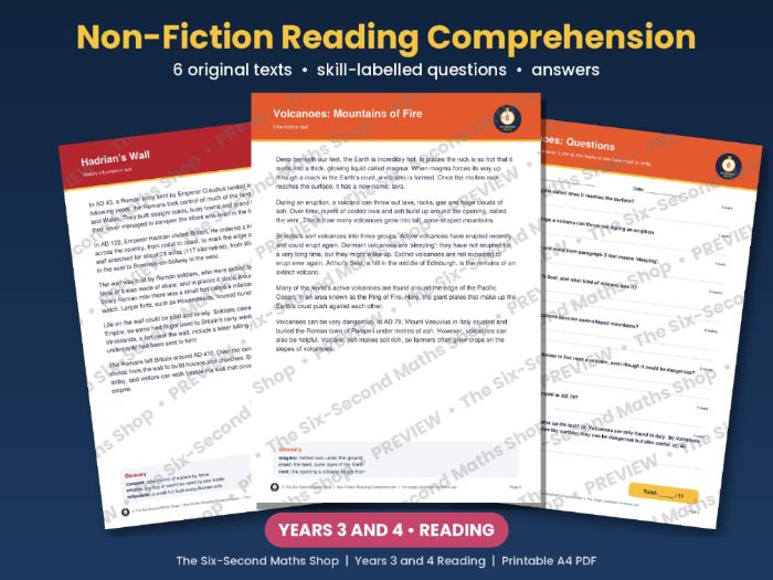 Year 3 and 4 Non-Fiction Reading Comprehension - 6 Texts with Questions and Answers