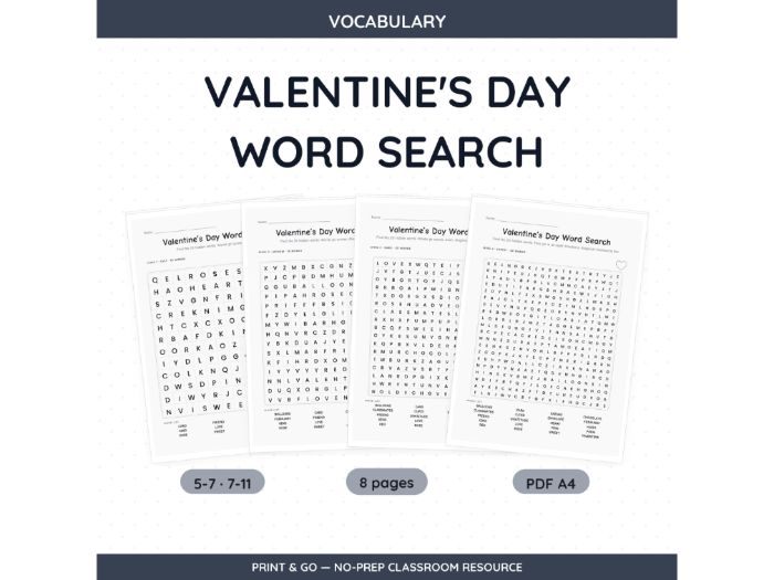 Valentine's Day Word Search Puzzles | 8 pp